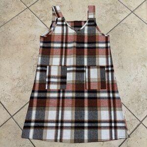 SHEIN Plaid Overall Dress in Warm Tones